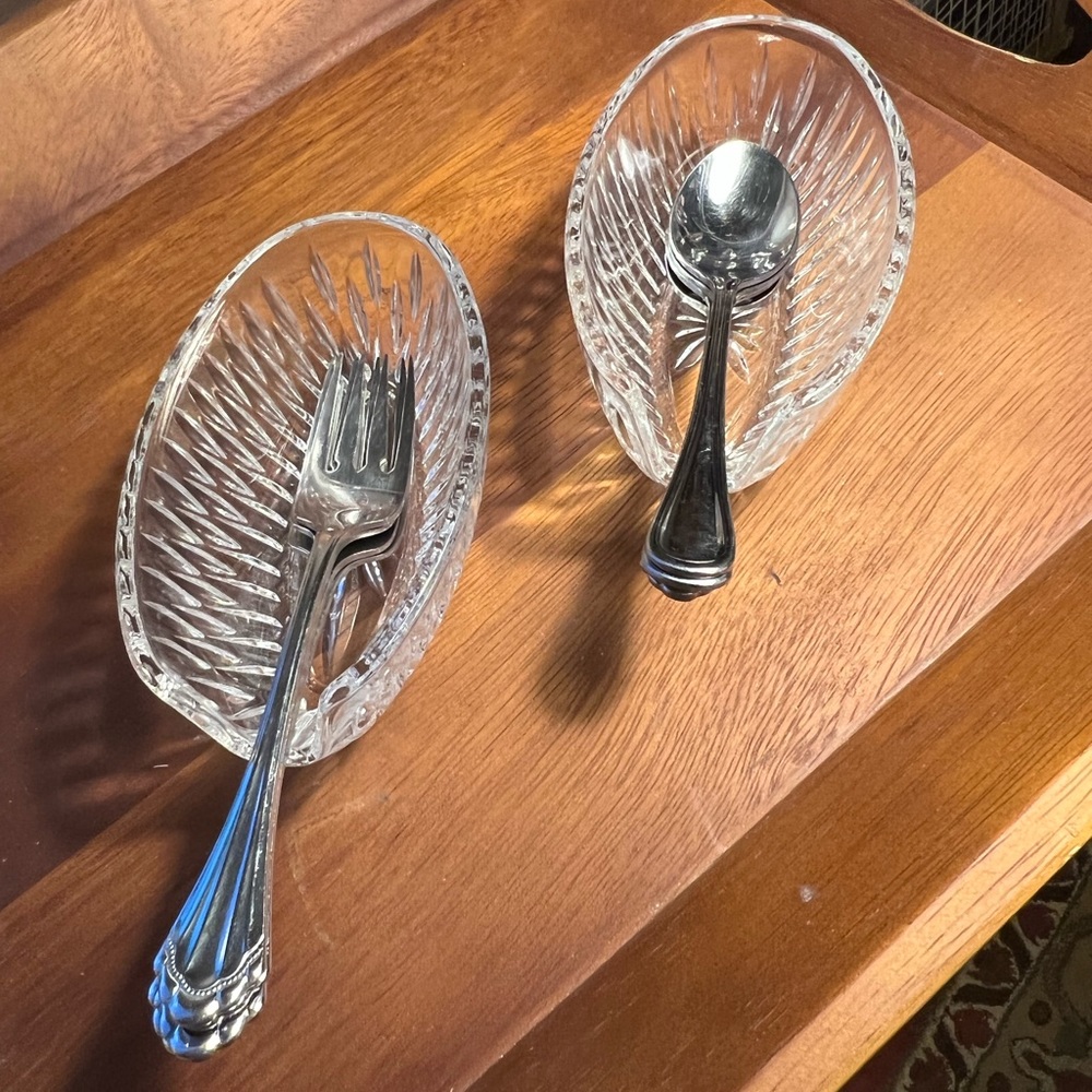 Lead Crystal- silverware servers! Princess House- EUC with original boxes!